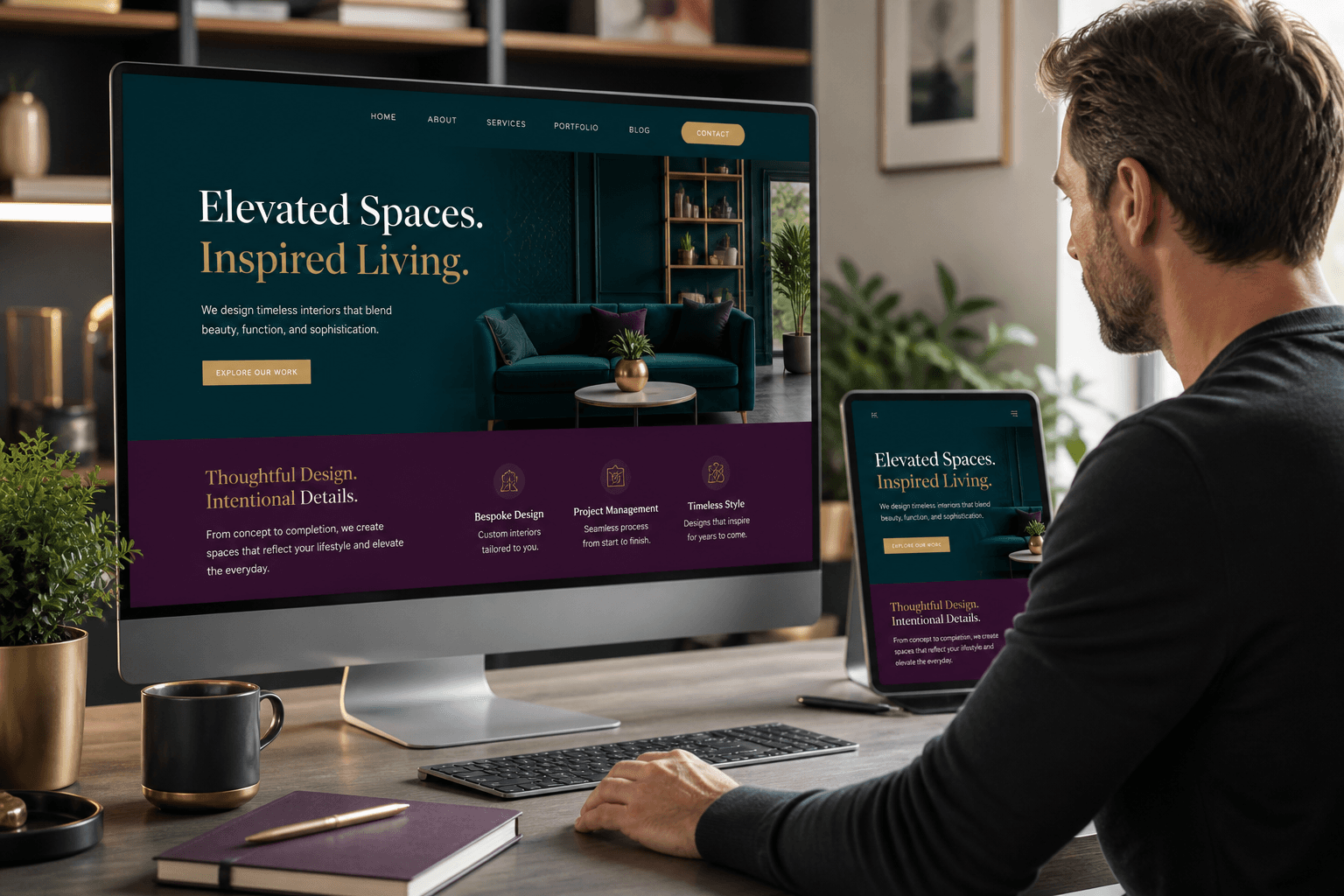 Designer working on a website at 1st Call UK Web & Digital
